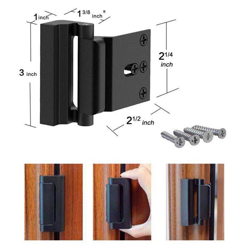 TOYFUL Door Reinforcement Lock with 4 Screws, Home Security Door Lock Stop for Toddler, Childproof Door Lock Night Lock Withstand 800 Lbs Black - Image 4